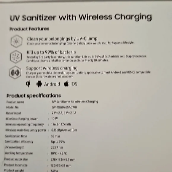 UV Sanitizer With Wireless Charging Designed For Samsung - Picture 10 of 16